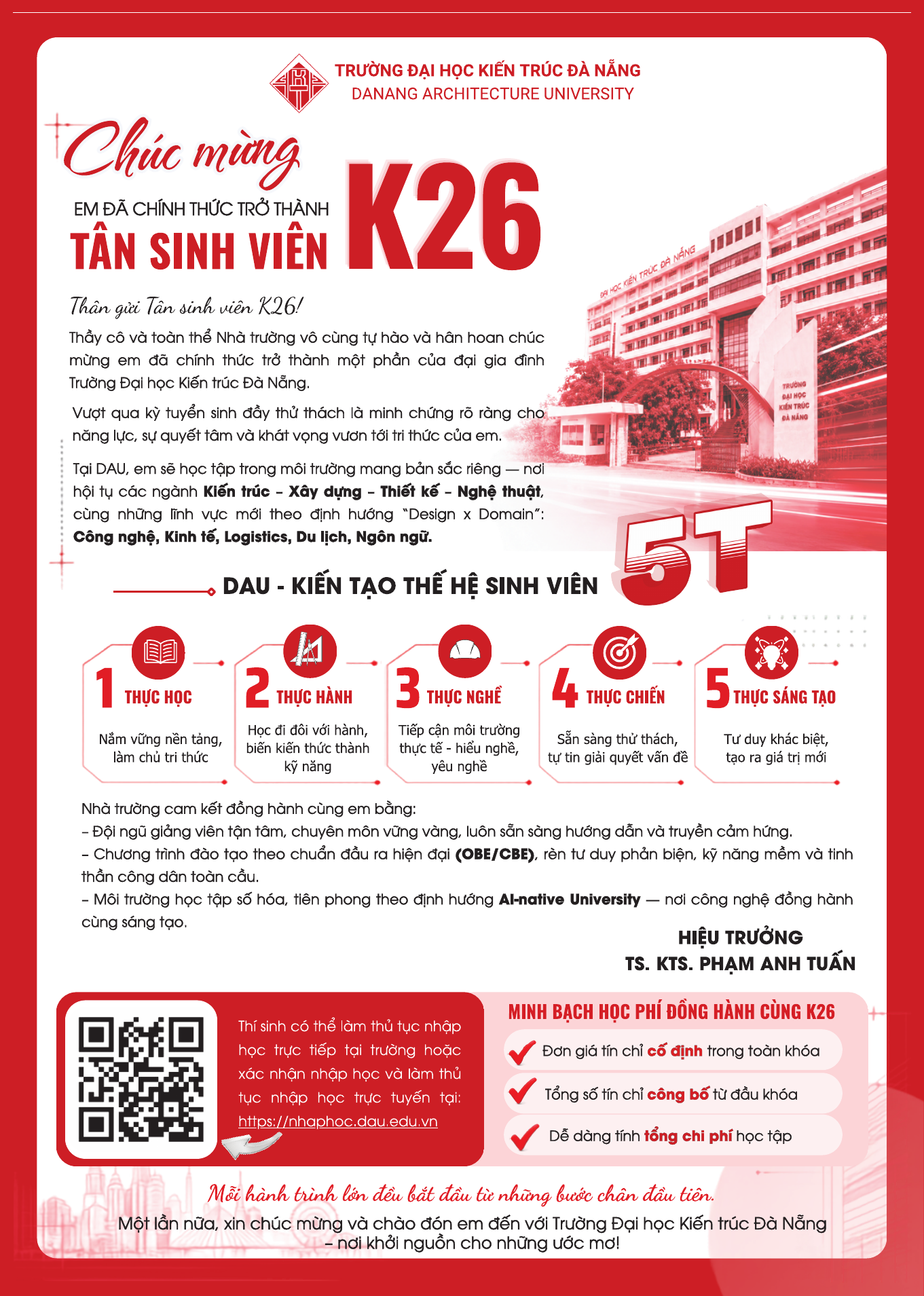 Thư chúc mừng trúng tuyển K26 - trang 1